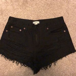 Black denim shorts